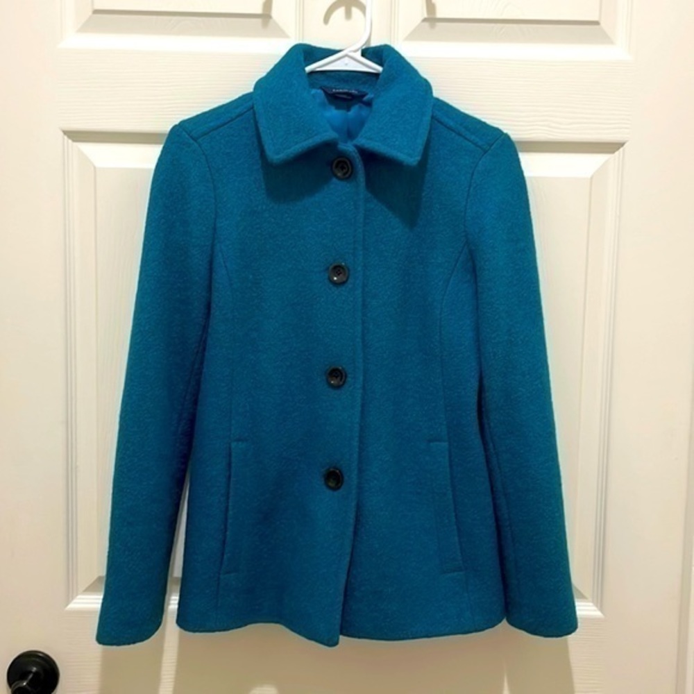 Lands End Teal Wool Jacket